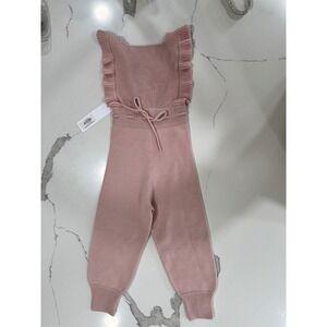 Holley Sage Knit Jumpsuit Size 6 Ruffle Sleeves Pink Romper Kids Apparel NWT‎